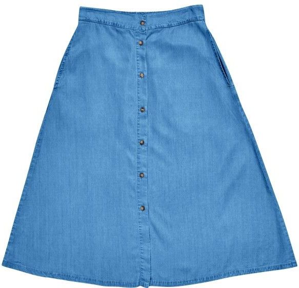 mazine - A-lijn Rok - Blauw - Denim - 3/4 Lengte