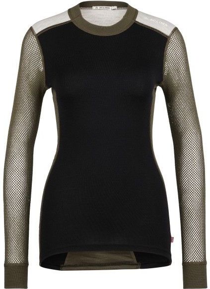 Aclima Womens Woolnet Hybrid Crewneck Merino-ondergoed (Dames |zwart)
