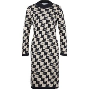 DEDICATED Womens Dress Lo Pepita Cats Jurk (Dames |grijs)