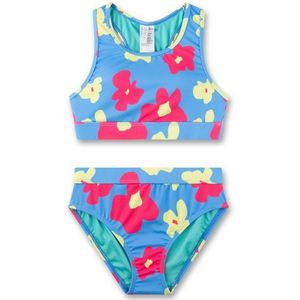 Sanetta - Meisjesbikini - Blauw - Bloemen - Gerecycled Polyester Mix