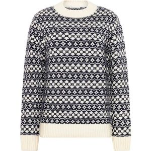 KnowledgeCotton Apparel Womens Fair Isle Crew Neck Wollen trui (Dames |grijs)