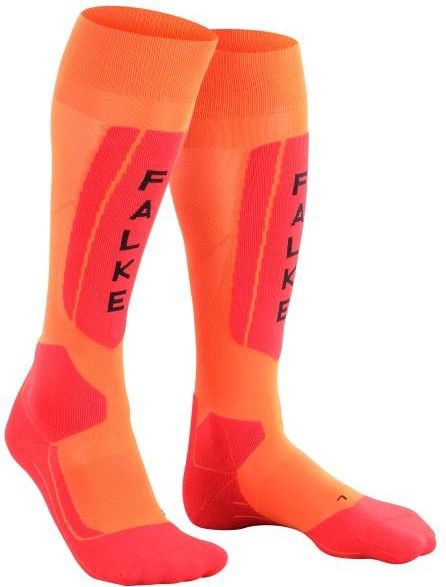 FALKE - Soie Fil Fonctionnel - Chaussettes de Ski - Orange Flash 8034 Trend - 1 Paar