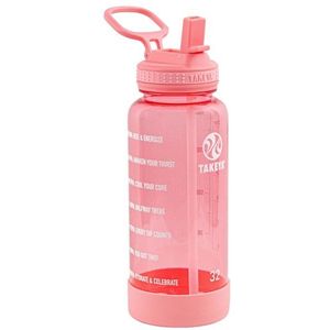 Takeya Tritan Motivational Straw Bottle 950 ml Drinkfles (roze)