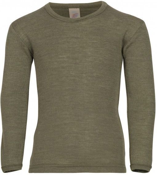 Engel - Kinder Unterhemd - Olijfgroen - Merinoondergoed - 70% Wol, 30% Zijde
