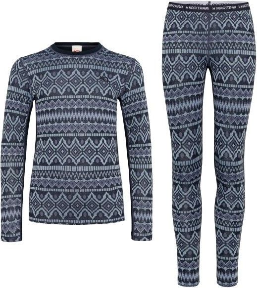 Kari Traa - Agnes Set - Merino-ondergoed - Blauw/Grijs
