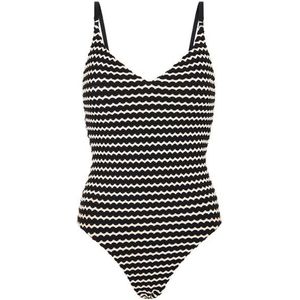 Seafolly Womens Mesh Effect V Neck One Piece Badpak (Dames |grijs/zwart)