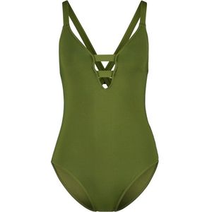 Seafolly Womens Collective Deep V One Piece Badpak (Dames |olijfgroen)