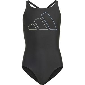 adidas Girls Big Bars Suit Badpak (Kinderen |grijs/zwart)