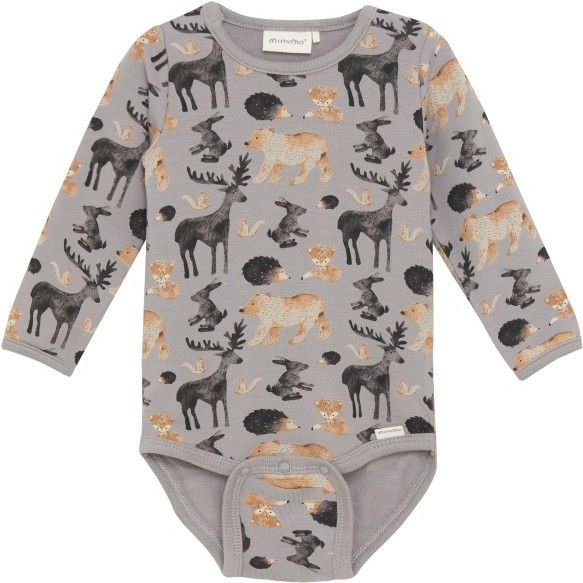 Minymo - Kids Body L/S AOP Sweat - Ondergoed - Grijs