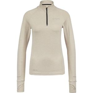 Stoic Womens HelsingborgSt Performance L/S with Zip Hardloopshirt (Dames |beige)