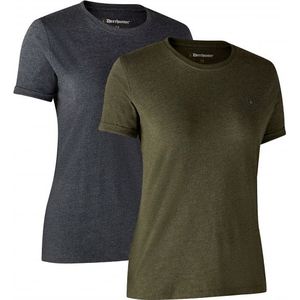 Deerhunter Womens Basic T-Shirt 2-Pack T-shirt (Dames |olijfgroen)