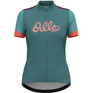 Odlo Womens Essential Odlo Print S/U Full Zip S/S Fietsshirt (Dames |turkoois)