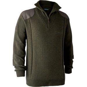 Deerhunter Sheffield Knit with Zip Neck Wollen trui (Heren |olijfgroen)