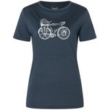 supernatural Womens Wander Wheel Bio Jersey Tee Merinoshirt (Dames |blauw)