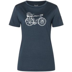 supernatural Womens Wander Wheel Bio Jersey Tee Merinoshirt (Dames |blauw)