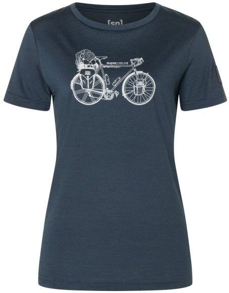 supernatural Womens Wander Wheel Bio Jersey Tee Merinoshirt (Dames |blauw)