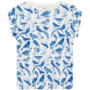 DEDICATED Womens T-Shirt Visby Blue Birds T-shirt (Dames |wit/blauw)