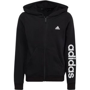 adidas Girls Essentials Linear Logo Cotton Fullzip Hoody Hoodie (Kinderen |zwart)