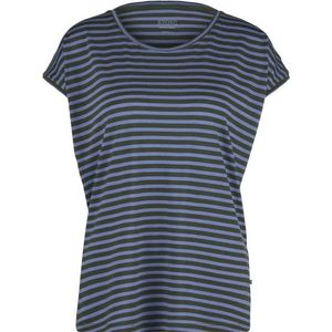 Stoic Womens Merino150 MMXX T-Shirt Striped loose Merinoshirt (Dames |blauw/grijs)