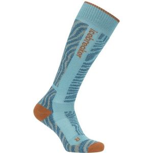 Icebreaker - W Merino Blend Ski+ Medium OTC Mountain Contour Hydro/Trail/Atlantis - Skisokken - Groen