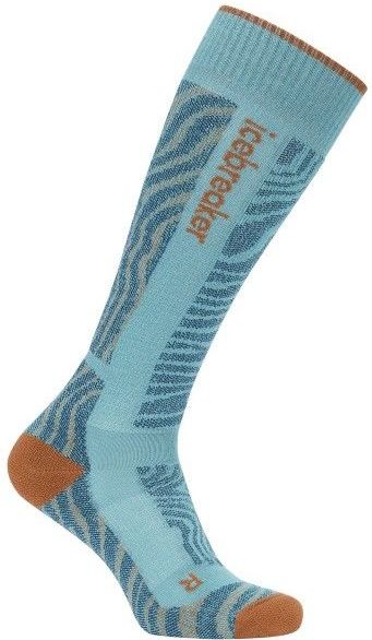 Icebreaker - W Merino Blend Ski+ Medium OTC Mountain Contour Hydro/Trail/Atlantis - Skisokken - Groen