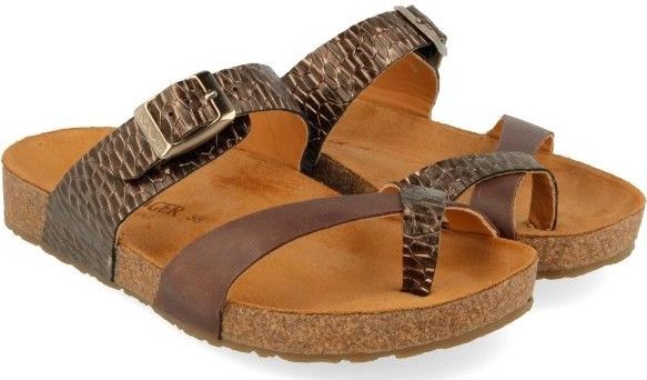 HAFLINGER Bio Juno leren sandaal kurken voetbed unisex, Bruin 1781, 36 EU