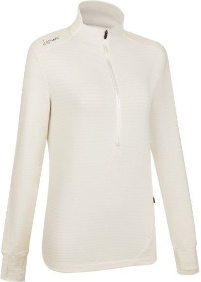 LaMunt - Nora Long Sleeve Zip Tee - Longsleeve - Beige/Wit
