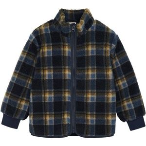 Minymo Kids Teddy Jacket AOP with Lining Fleecevest (Kinderen |zwart)