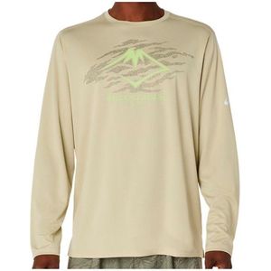 Asics Fujitrail Logo L/S Top Hardloopshirt (Heren |beige)