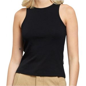 DEDICATED Womens Rib Top Valdermarsvik Top (Dames |zwart/beige)