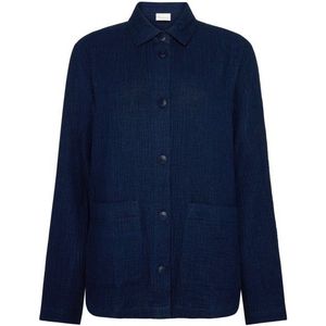 KnowledgeCotton Apparel Womens Loose Fit Dobby Overshirt Vrijetijdsjack (Dames |blauw)