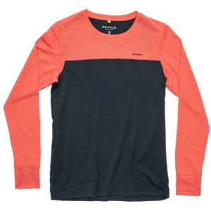 Devold Womens Classic Linear L/S Merinoshirt (Dames |blauw/rood)