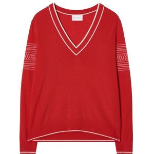 We Norwegians Womens Signature V-Neck Merinotrui (Dames |rood)