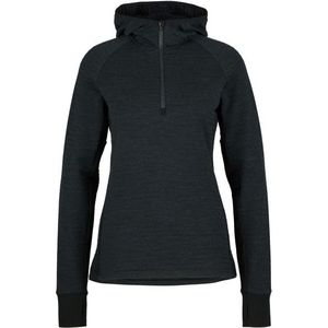 Stoic Womens MerinoFleece260 FlenSt Half Zip with Hood Merinohoodie (Dames |zwart)