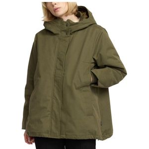 Selfhood Womens Hooded Jacket Lange jas (Dames |olijfgroen |waterdicht)