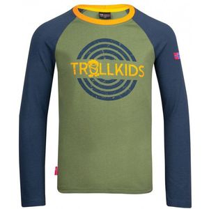 Trollkids Kids Preikestolen Longsleeve Longsleeve (Kinderen |olijfgroen/blauw)