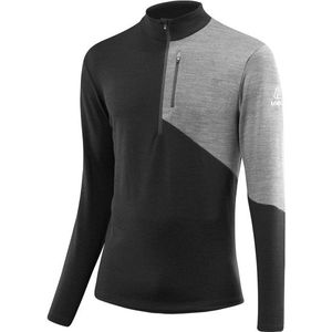 Löffler Midlayer Block Transtex Merino Merinolongsleeve (Heren |zwart/grijs)