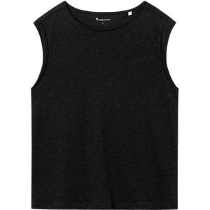 KnowledgeCotton Apparel Womens Loose Fold Up Linen Top (Dames |zwart)
