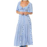 San Carlos - Maxi-jurk - Groen - 100% Viscose - Korte Mouwen - All-over Dessin