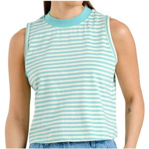 DEDICATED Womens Top Namsos Stripes Top (Dames |grijs)