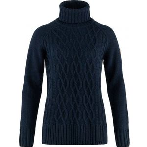 Fjällräven Womens Övik Cable Knit Roller Neck Wollen trui (Dames |blauw)