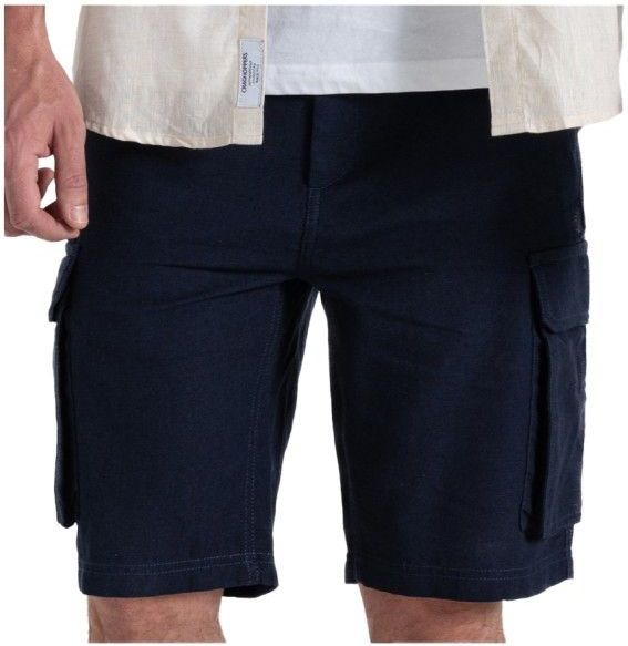 Craghoppers - Howle - Korte Broek - Blauw - Linnen Katoen, NosiBotanical Afwerking, 6 Zakken