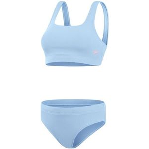 Speedo Womens Textured Deep U-Back 2 Piece Bikini (Dames |blauw)