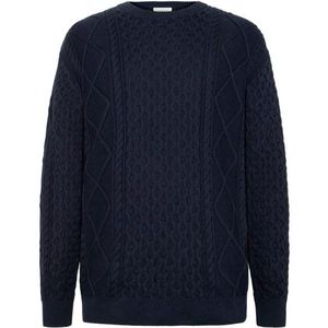 KnowledgeCotton Apparel Cotton Cable Crew Neck Wollen trui (Heren |blauw)