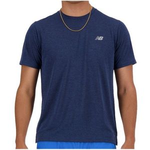 New Balance Athletics Run S/S Hardloopshirt (Heren |blauw)
