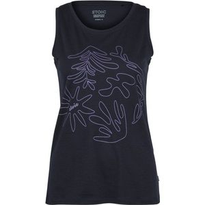 Stoic Womens Merino155 LaholmSt Print Tank Flowers Merinoshirt (Dames |blauw)