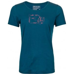 Ortovox Womens 120 Cool Tec Leaf Logo T-Shirt Merinoshirt (Dames |blauw)