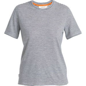 Icebreaker Womens Merino Linen S/S Tee Stripe Merinoshirt (Dames |grijs)