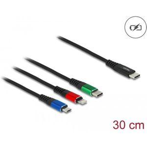 Delock USB Ladekabel 3 in 1 USB Type-C™ zu Lightning™ / Micro USB