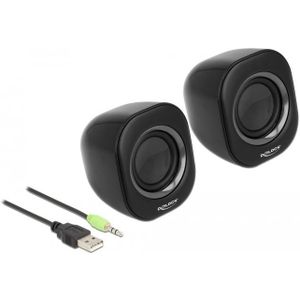 Delock Mini Stereo PC Lautsprecher mit 3,5 mm Klinkenstecker und USB S
